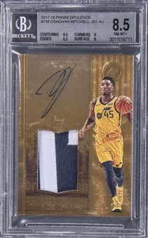 2017-18 Panini Opulence #138 Donovan Mitchell Signed Patch Rookie Card (#71/79) – BGS NM-MT+ 8.5/BGS 9